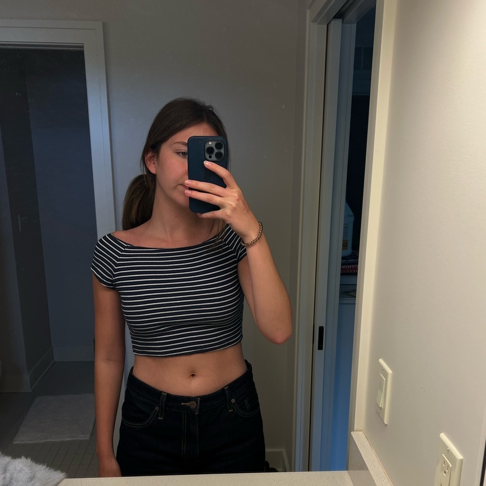 Brandy Melville Striped Crop Shirt; one size